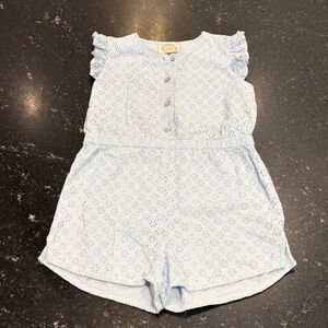 The Beaufort Bonnet Company Light Blue Eyelet Romper